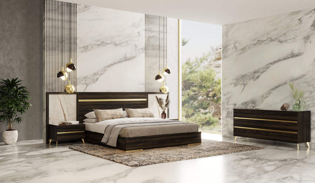 Nova Domus Velondra Modern Eucalypto & Marble 4 Piece Bedroom Set Model VGACVELONDRA-BED-4PCSET