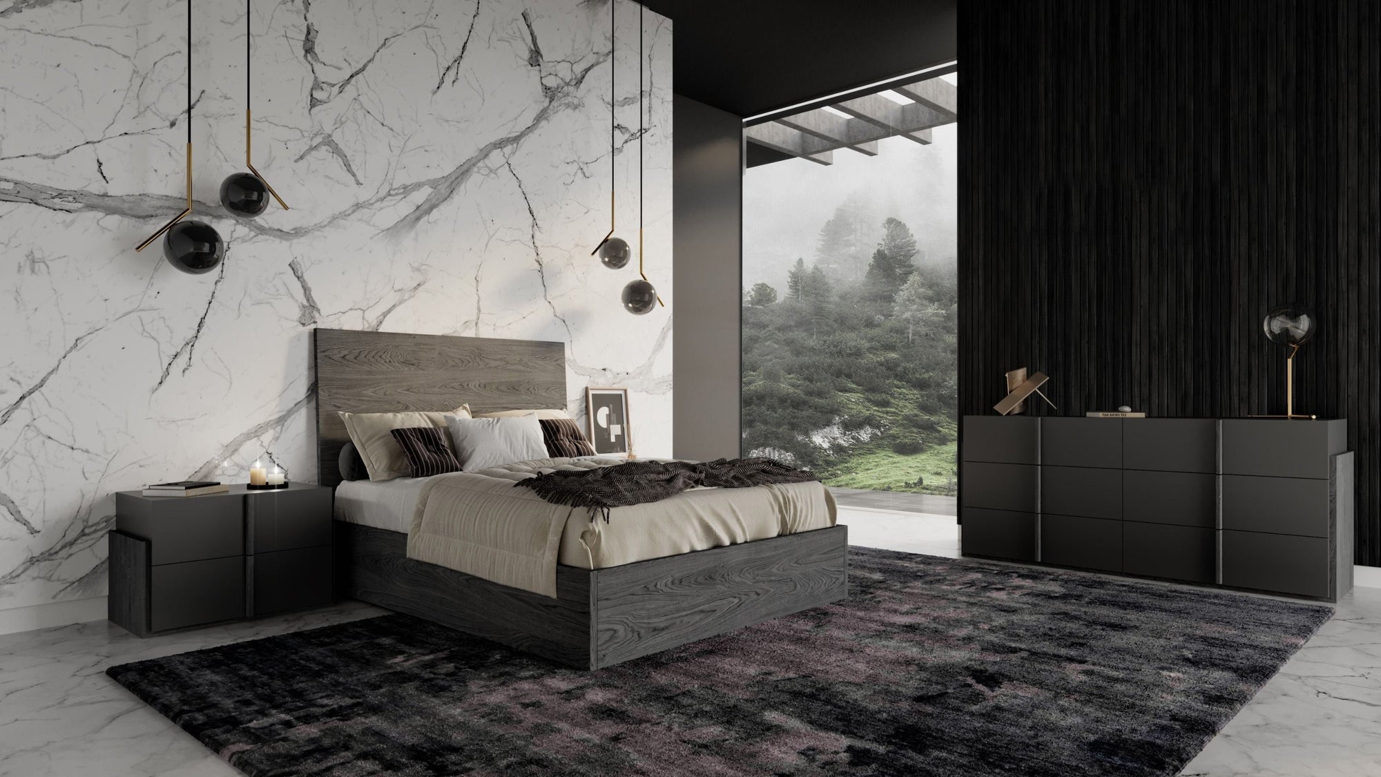 Nova Domus Lucia Italian Modern Matte Grey & Elm Grey 4 Piece Bedroom Set Model VGACLUCIA-4PC-SET