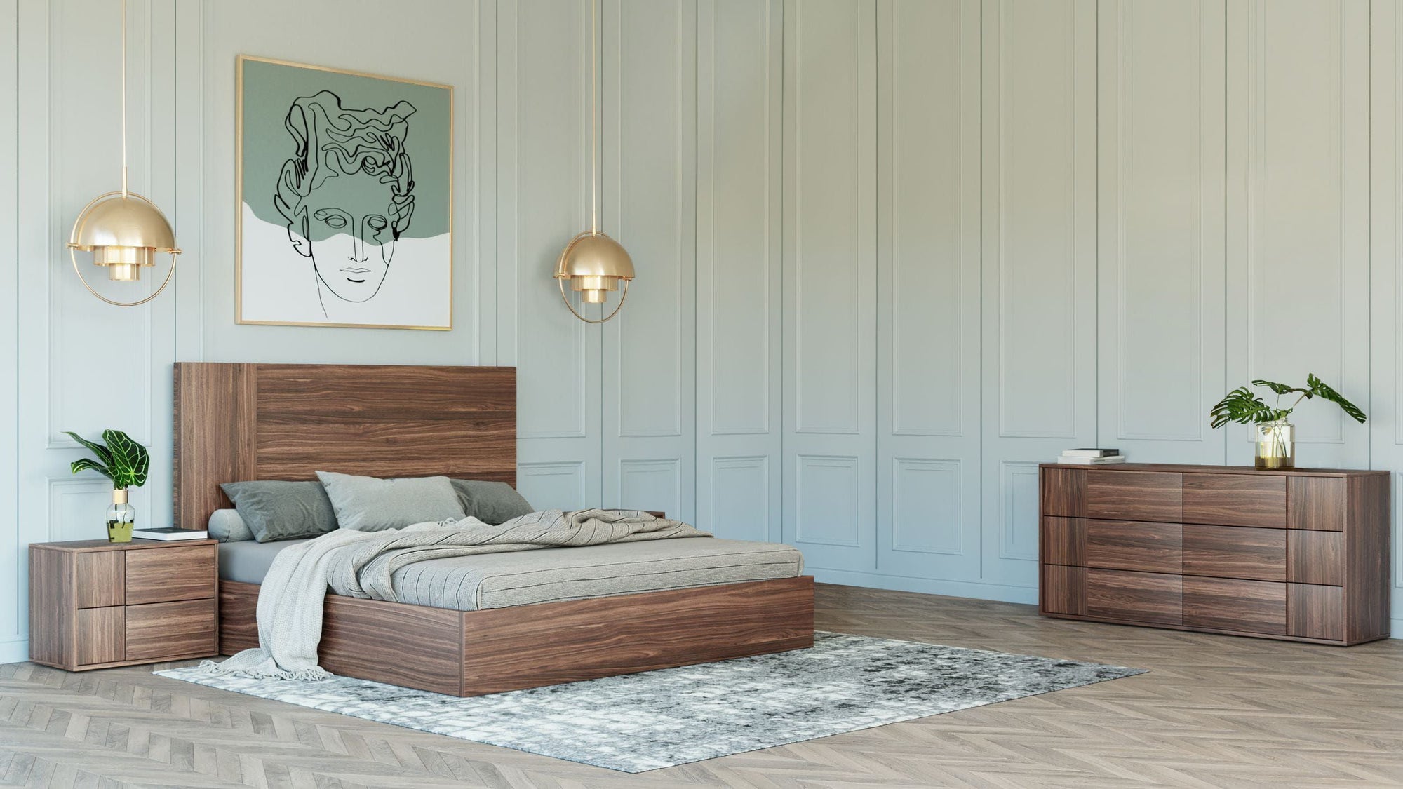 Nova Domus Asus Italian Modern Walnut 4 Piece Bedroom Set Model VGACASUS-4PC-SET-WAL