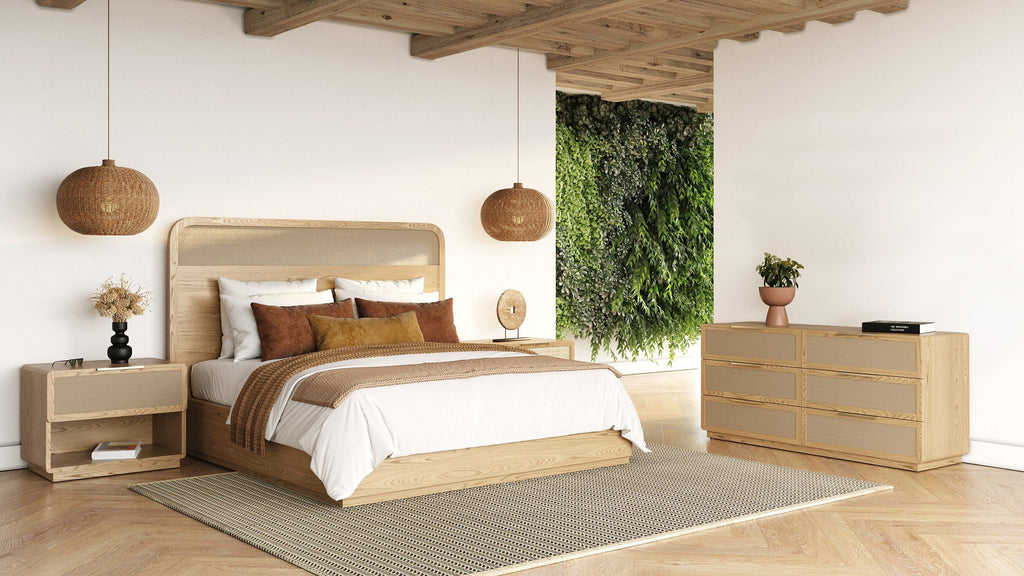 Modrest Gavin Modern Natural Ash & Rattan 4 Piece Bedroom Set Model VGVC-BD2411-4PCSET-NAT