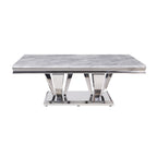 ACME Satinka Light Gray Engineered Marble & Mirrored Silver Coffee Table Model 87215