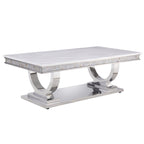 Table basse ACME Zander en marbre blanc reconstitué et argent miroir, modèle 87355