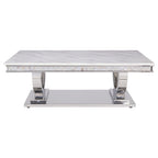 Table basse ACME Zander en marbre blanc reconstitué et argent miroir, modèle 87355