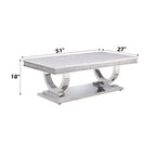 Table basse ACME Zander en marbre blanc reconstitué et argent miroir, modèle 87355