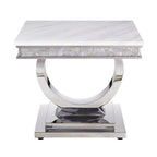Table basse ACME Zander en marbre blanc reconstitué et argent miroir, modèle 87359