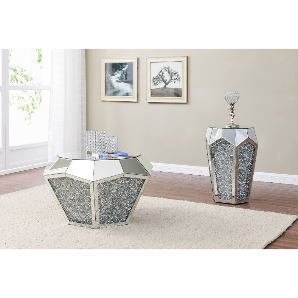ACME Noralie Mirrored & Faux Diamonds Coffee Table Model 88005