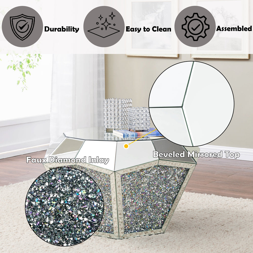 ACME Noralie Mirrored & Faux Diamonds Coffee Table Model 88005