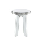 ACME Lotus Mirrored Faux Ice Cube Crystals End Table Model 88012
