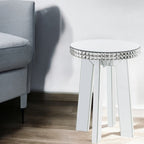 ACME Lotus Mirrored Faux Ice Cube Crystals End Table Model 88012