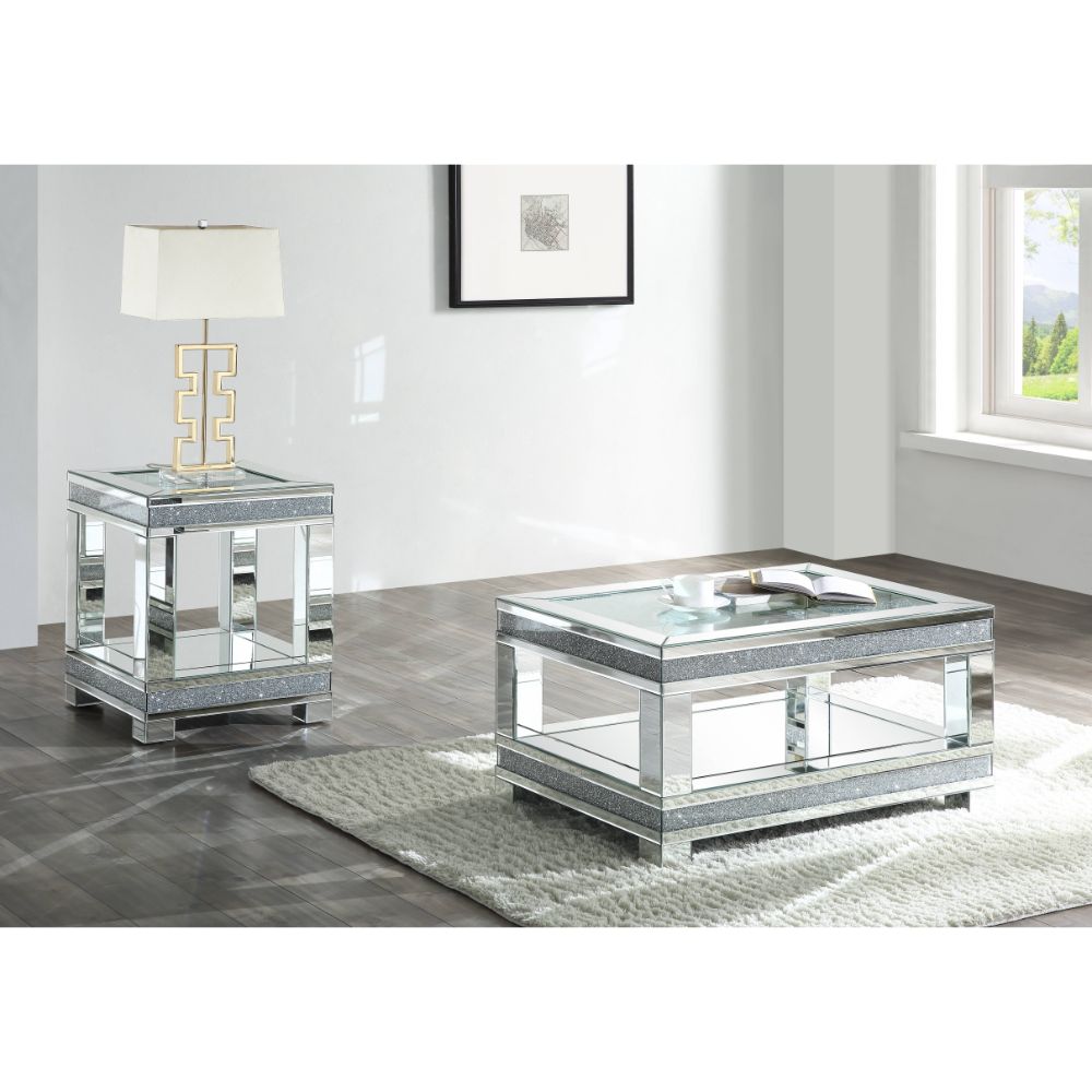 ACME Noralie Mirrored & Faux Diamonds Coffee Table Model 88020