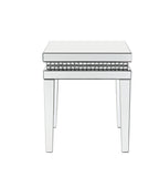 ACME Lotus Mirrored Faux Ice Cube Crystals End Table Model 88052