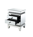 ACME Lotus Mirrored Faux Ice Cube Crystals Accent Table Model 88054