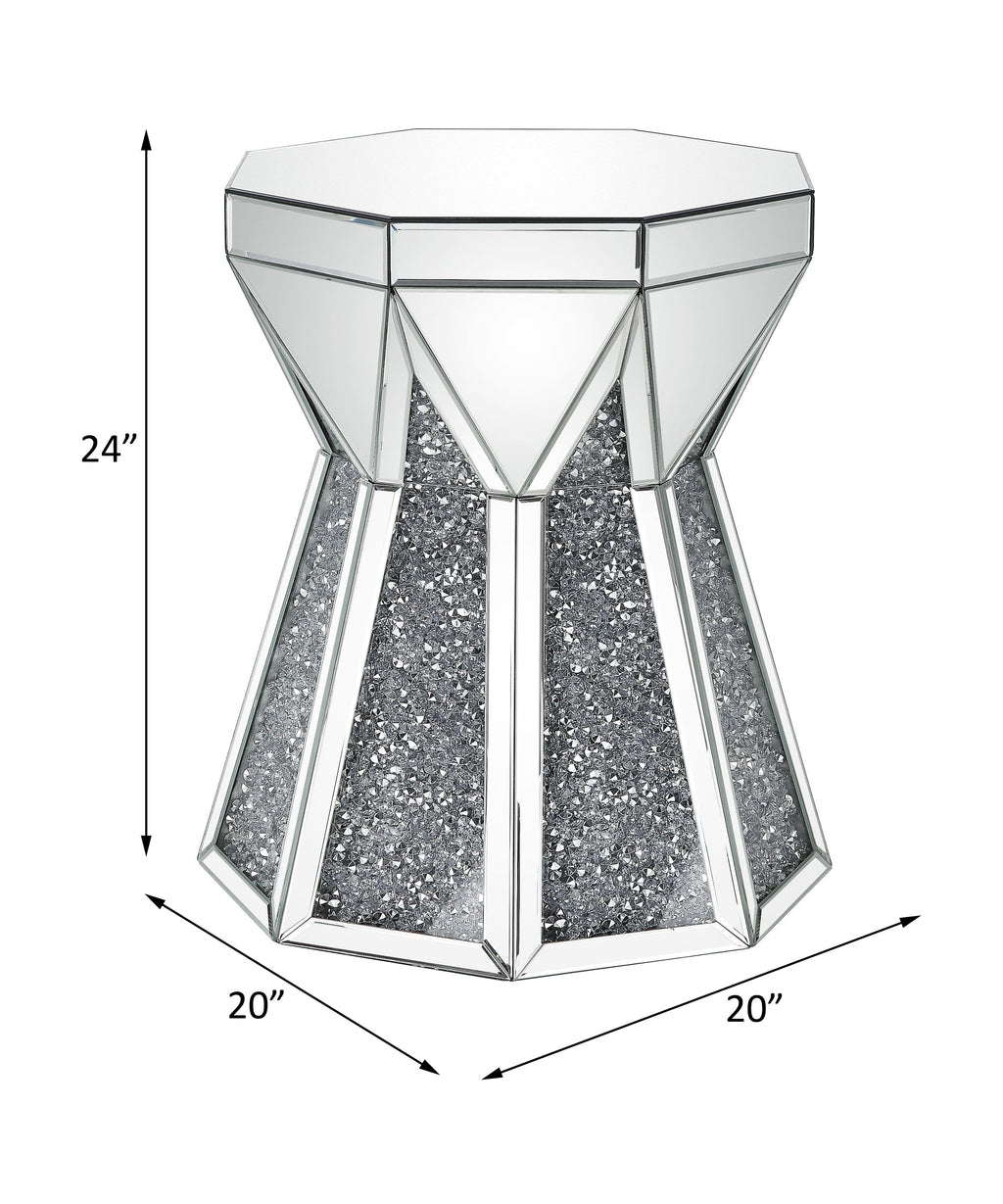 ACME Noralie Mirrored & Faux Diamonds End Table Model 88062
