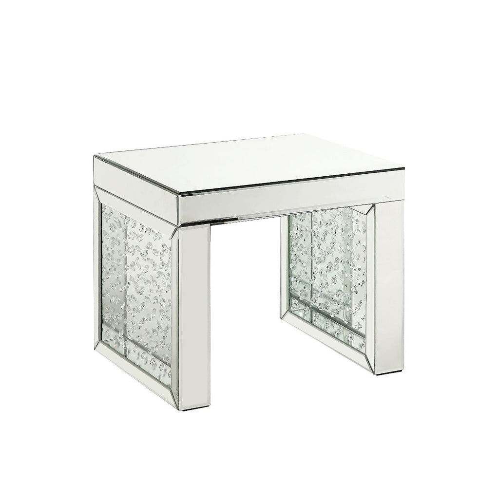 ACME Nysa Mirrored & Faux Crystals Inlay Accent Table Model 88066