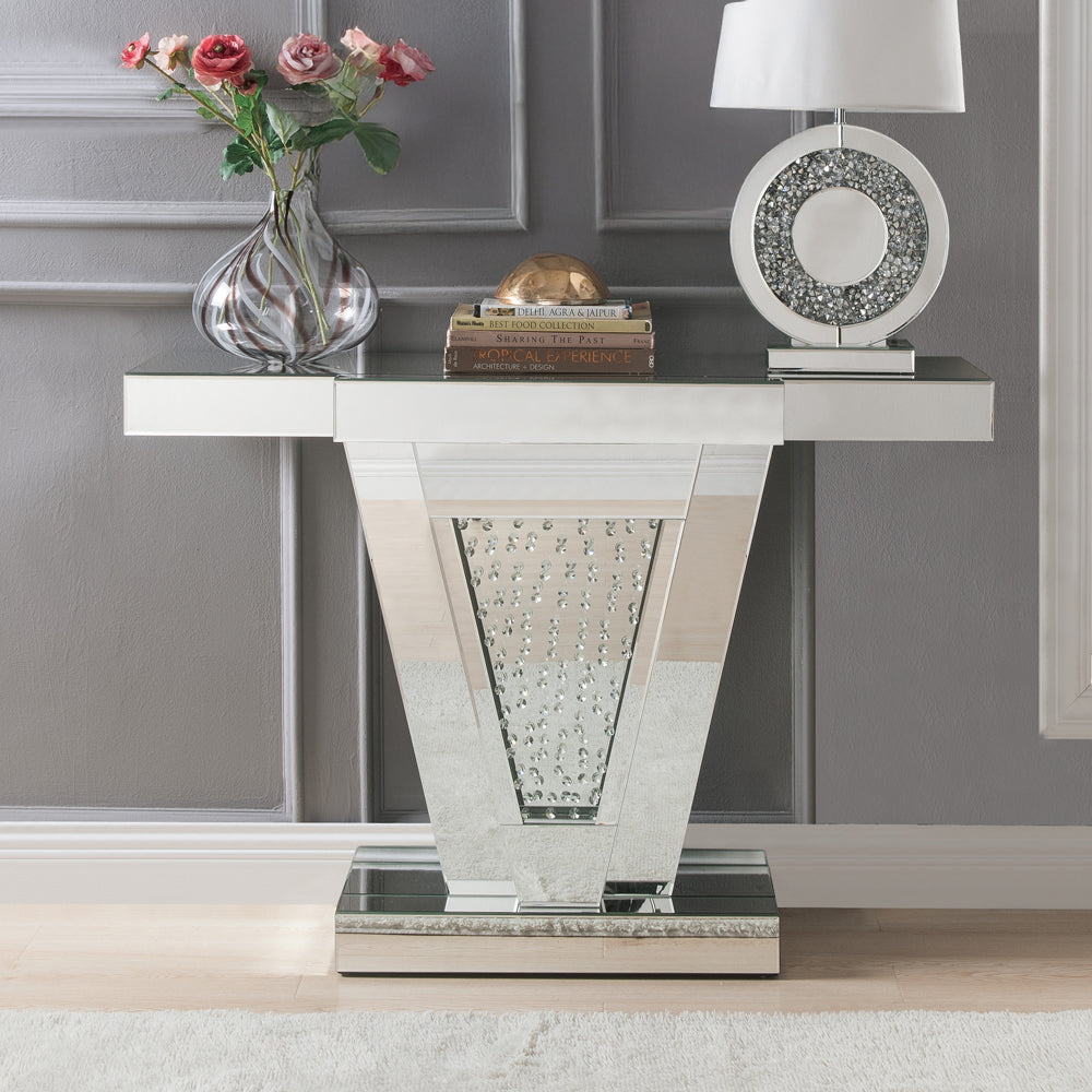 ACME Nysa Mirrored & Faux Crystals Console Table Model 90064