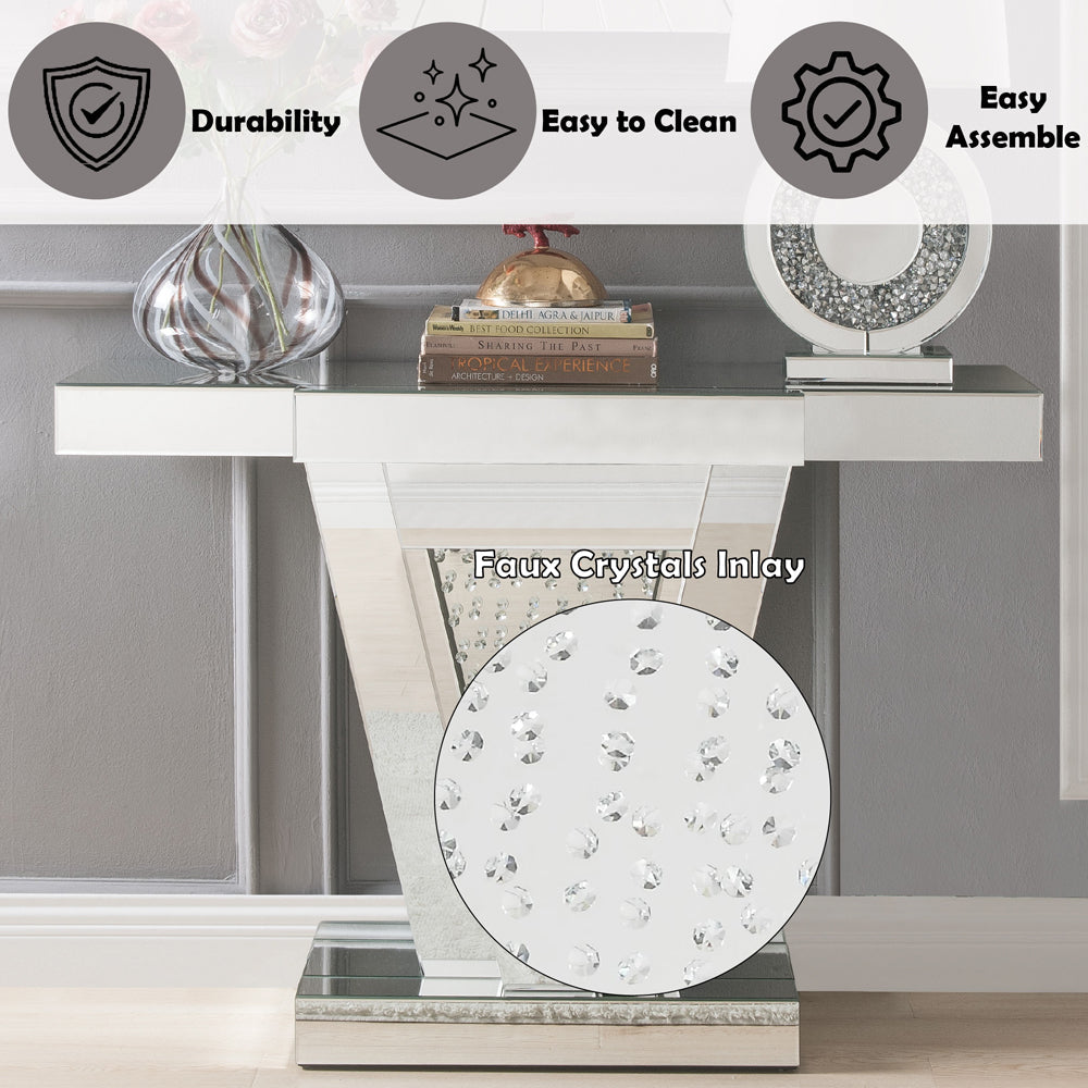 ACME Nysa Mirrored & Faux Crystals Console Table Model 90064