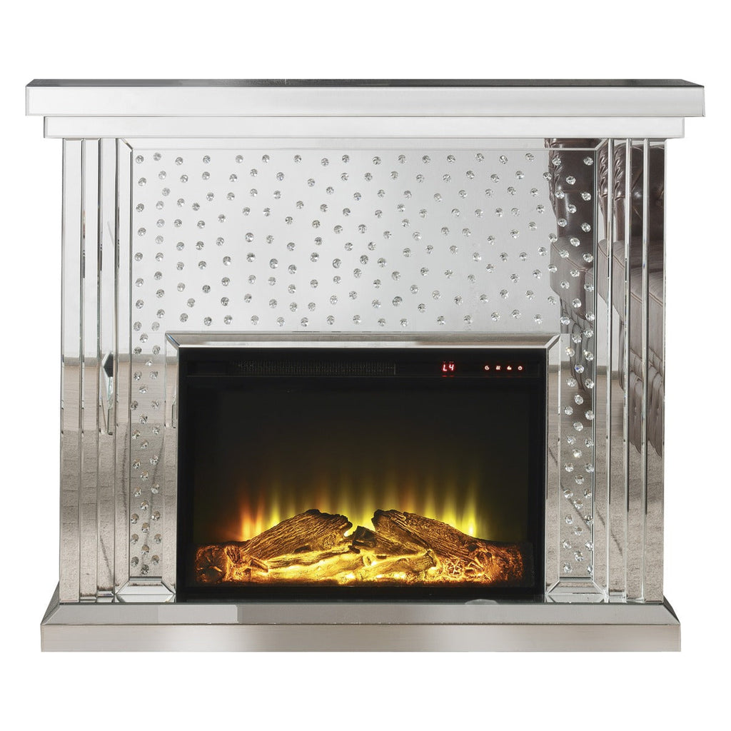 ACME Nysa Mirrored & Faux Crystals Fireplace Model 90204