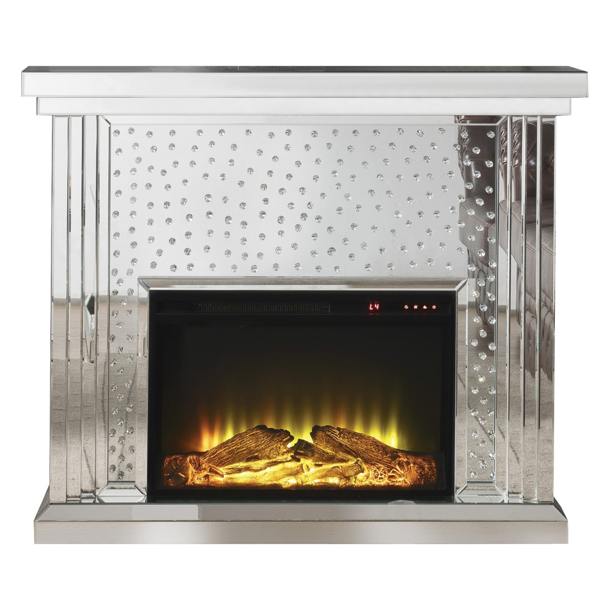 ACME Nysa Mirrored & Faux Crystals Fireplace Model 90204