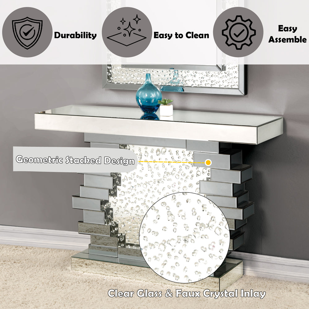 ACME Nysa Mirrored & Faux Crystals Console Table Model 90232