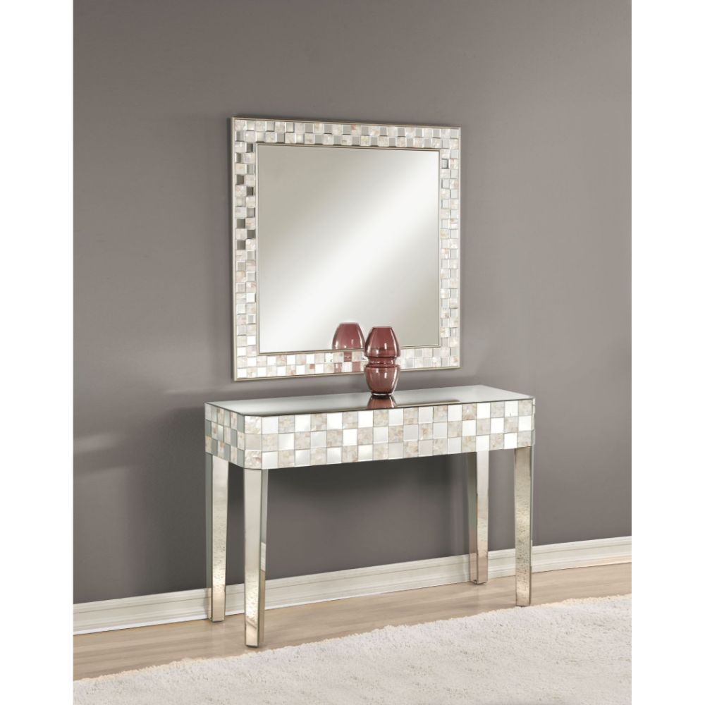 ACME Nasa Mirrored & Mother of Pearl Console Table Model 90244