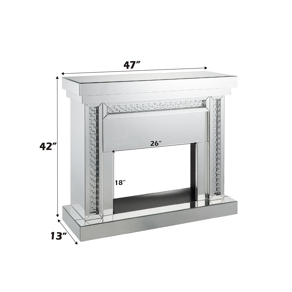 ACME Nysa Mirrored & Faux Crystals Fireplace Model 90272