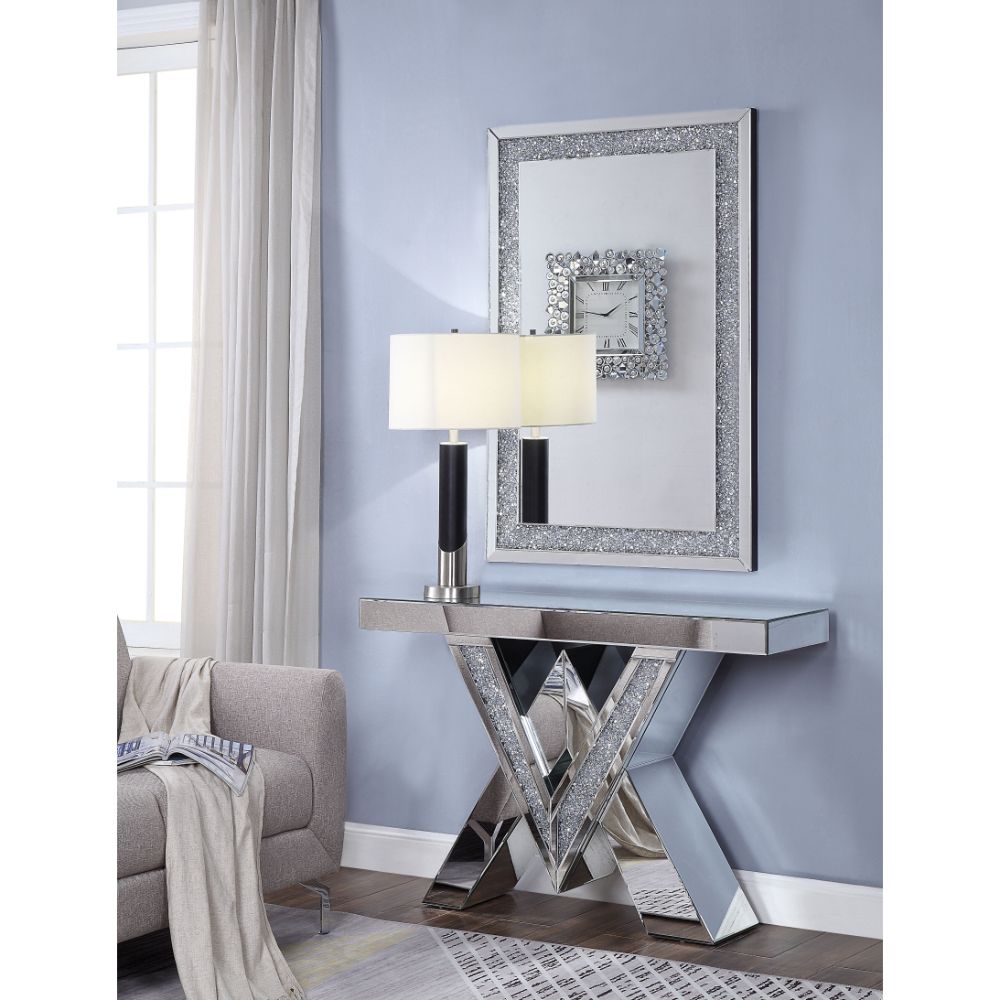 ACME Noralie Mirrored & Faux Diamonds Console Table Model 90444