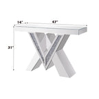 ACME Noralie Mirrored & Faux Diamonds Console Table Model 90444