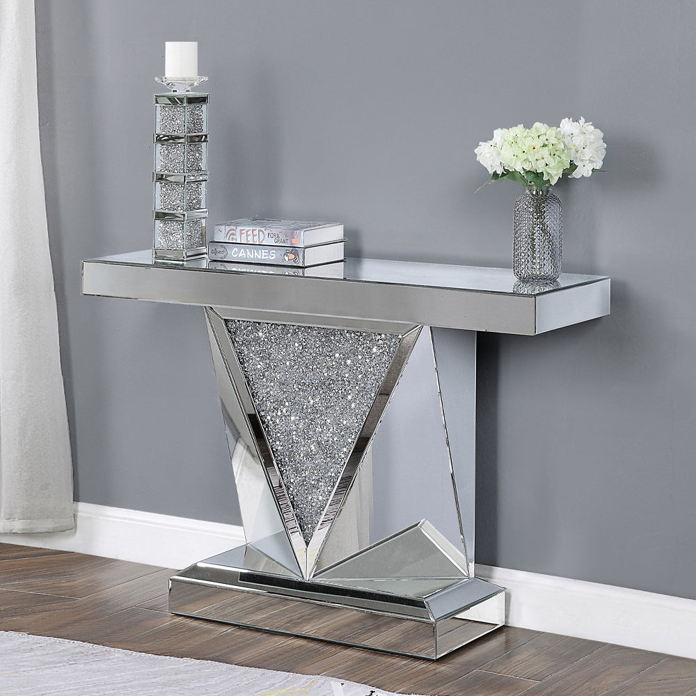 ACME Noralie Mirrored & Faux Diamonds Console Table Model 90448