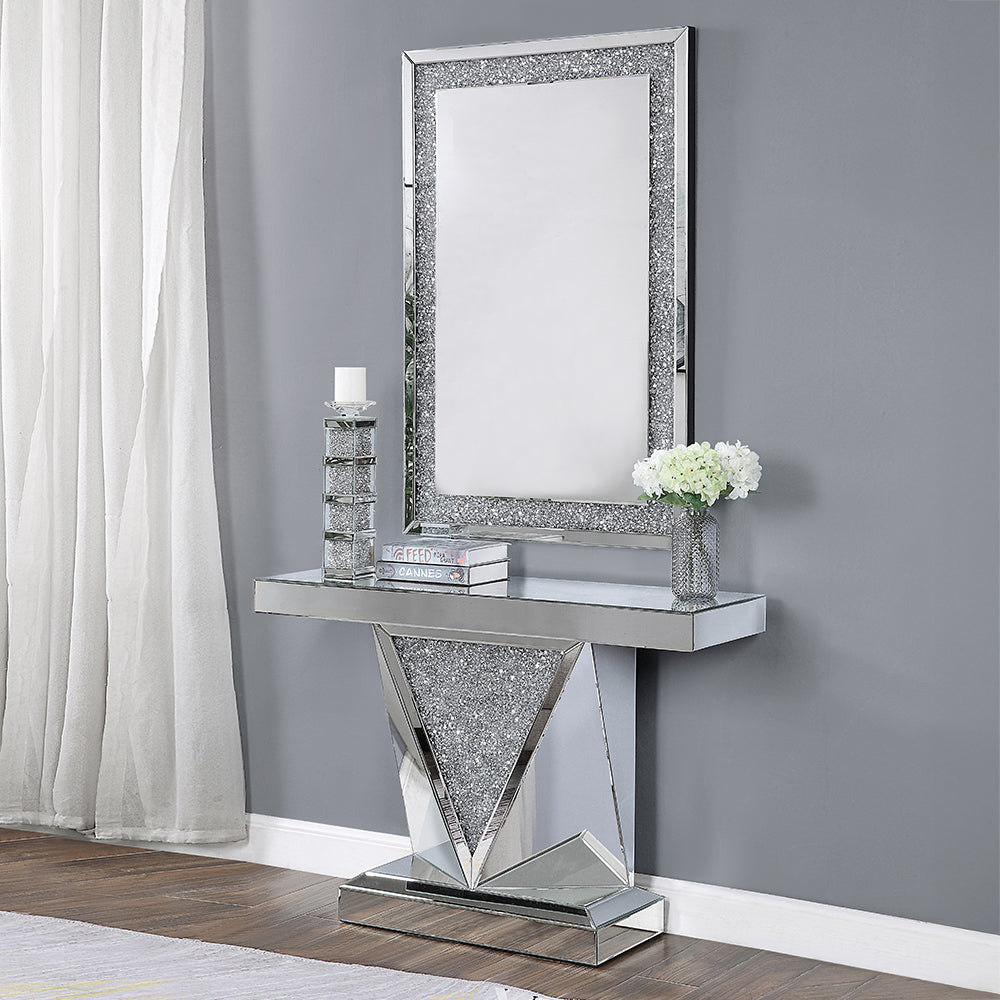 ACME Noralie Mirrored & Faux Diamonds Console Table Model 90448