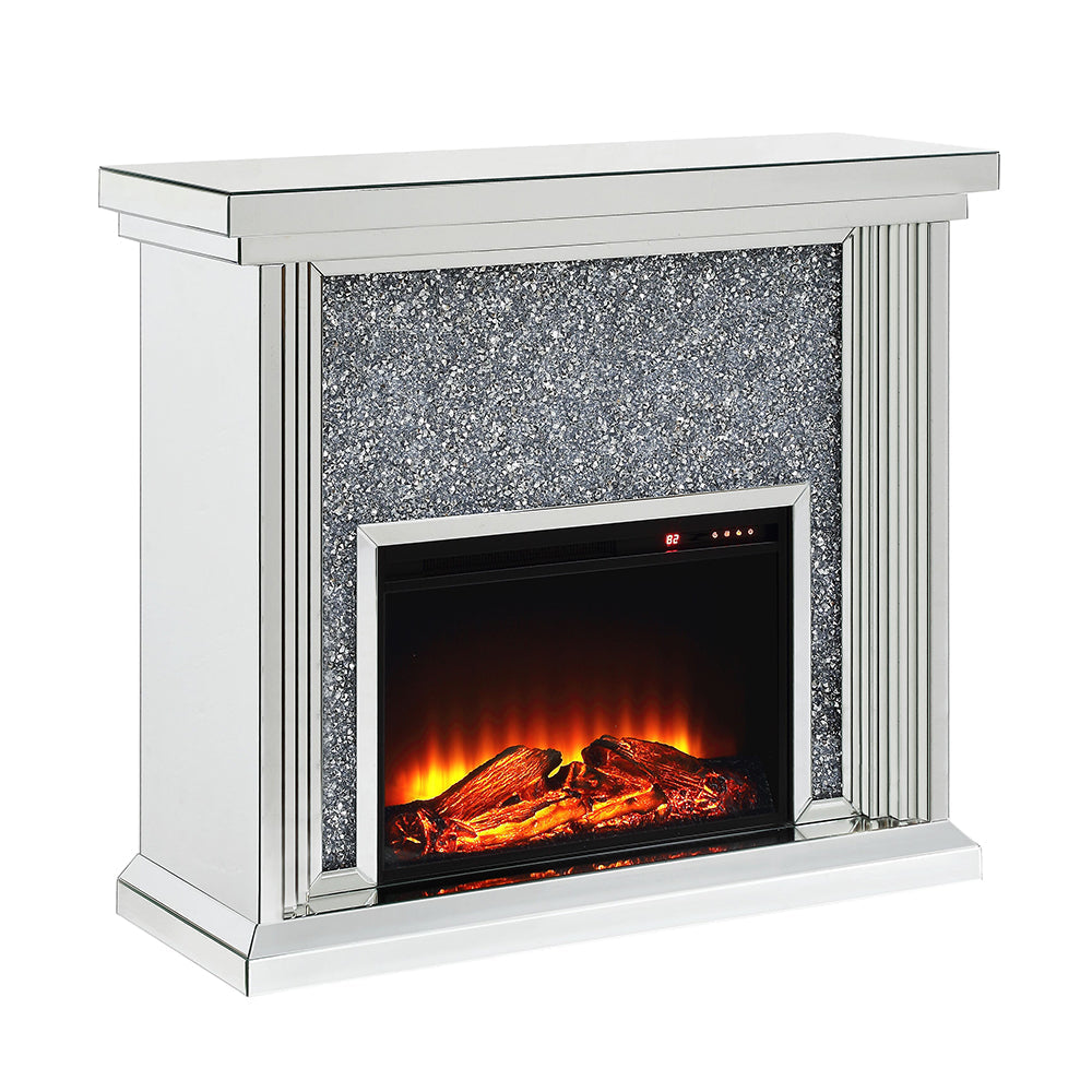 ACME Noralie Mirrored & Faux Diamonds Fireplace Model 90455