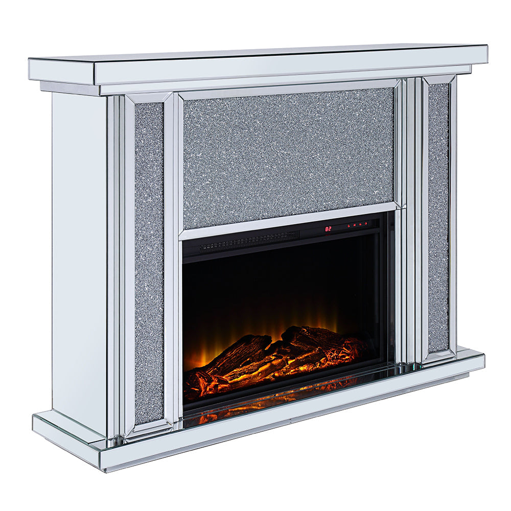 ACME Noralie Mirrored Faux Diamonds Fireplace Model 90457