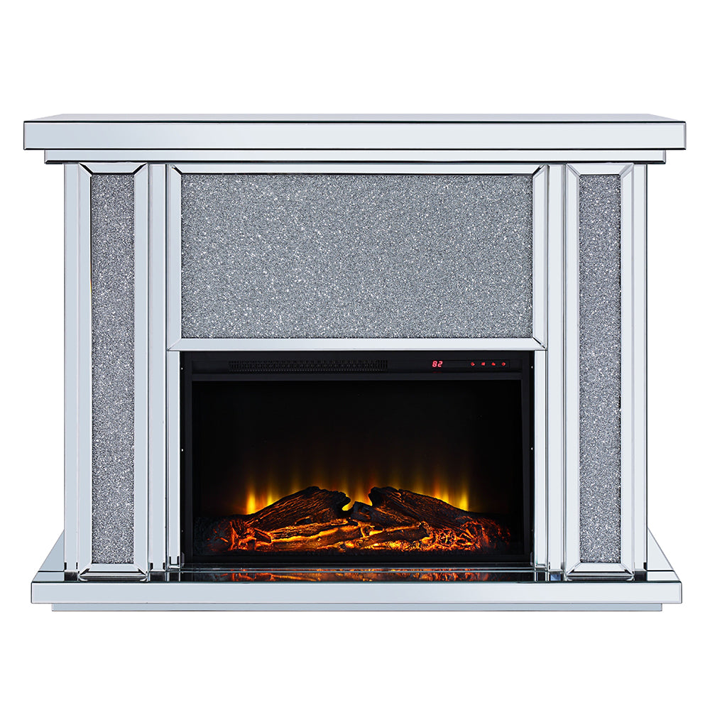 ACME Noralie Mirrored Faux Diamonds Fireplace Model 90457