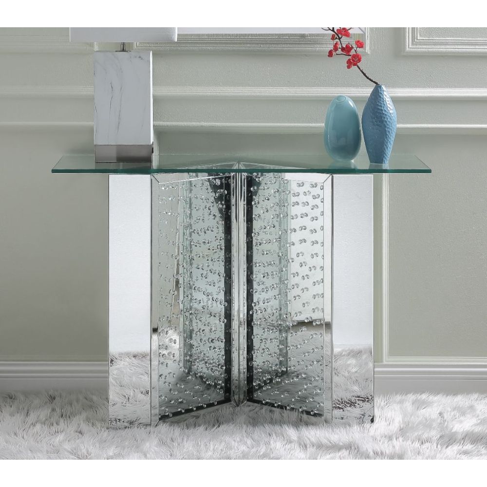 ACME Nysa Mirrored & Faux Crystals Console Table Model 90510
