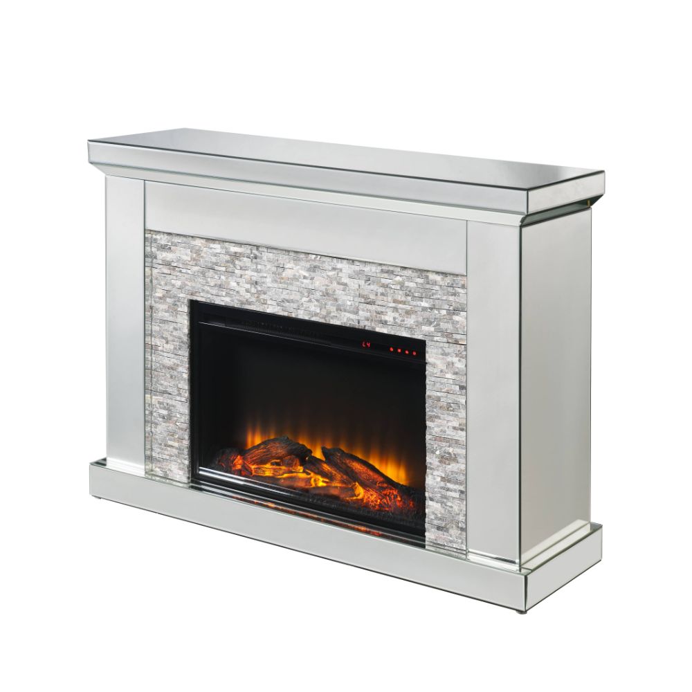 ACME Laksha Mirrored & Stone Fireplace Model 90522
