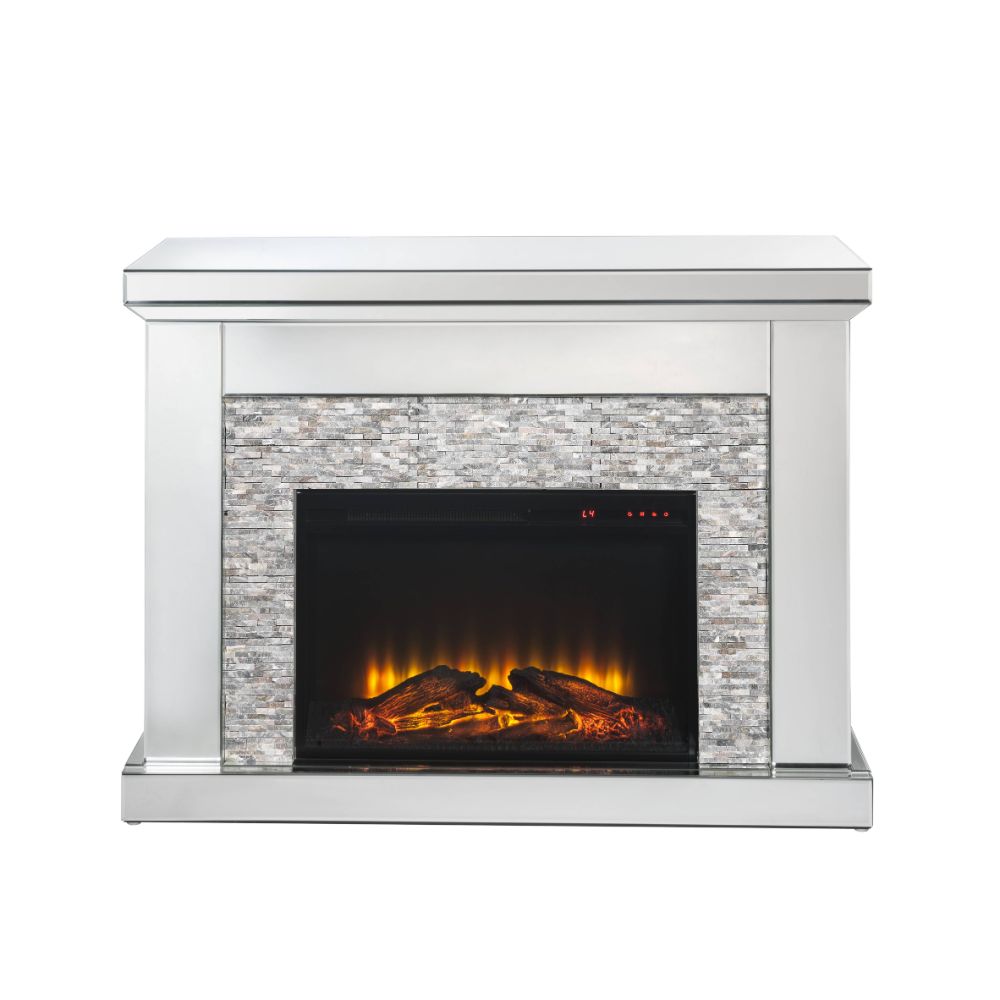 ACME Laksha Mirrored & Stone Fireplace Model 90522