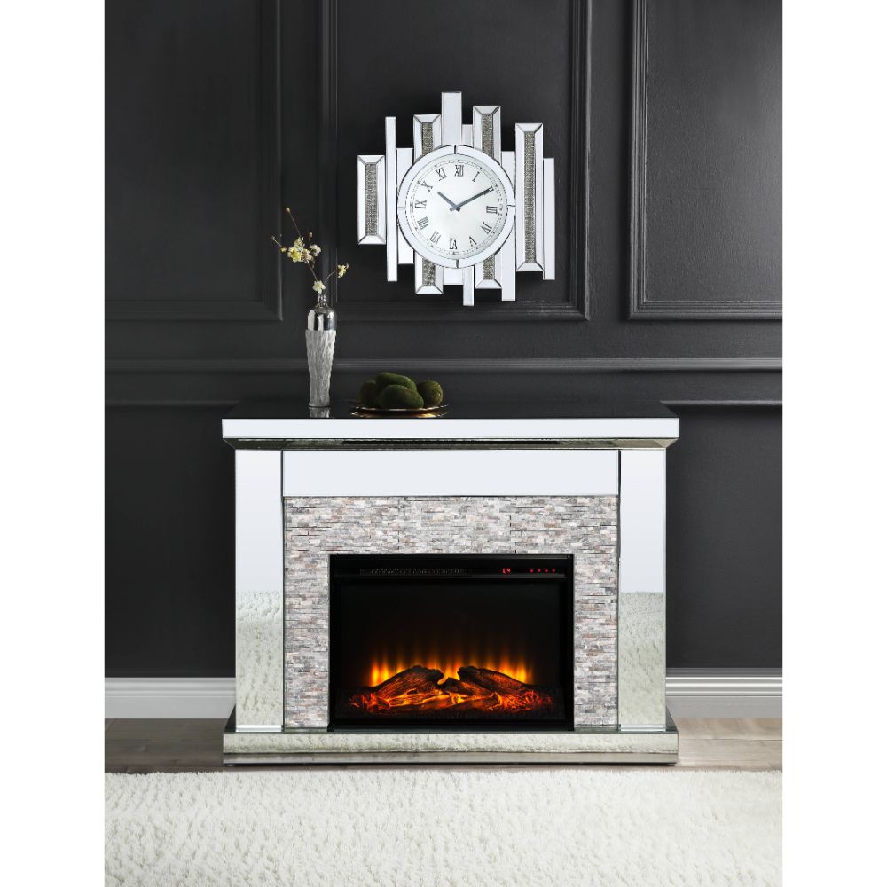 ACME Laksha Mirrored & Stone Fireplace Model 90522