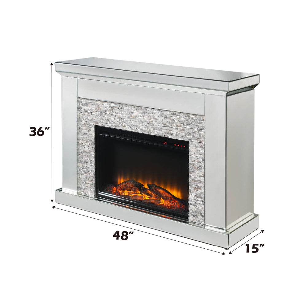 ACME Laksha Mirrored & Stone Fireplace Model 90522