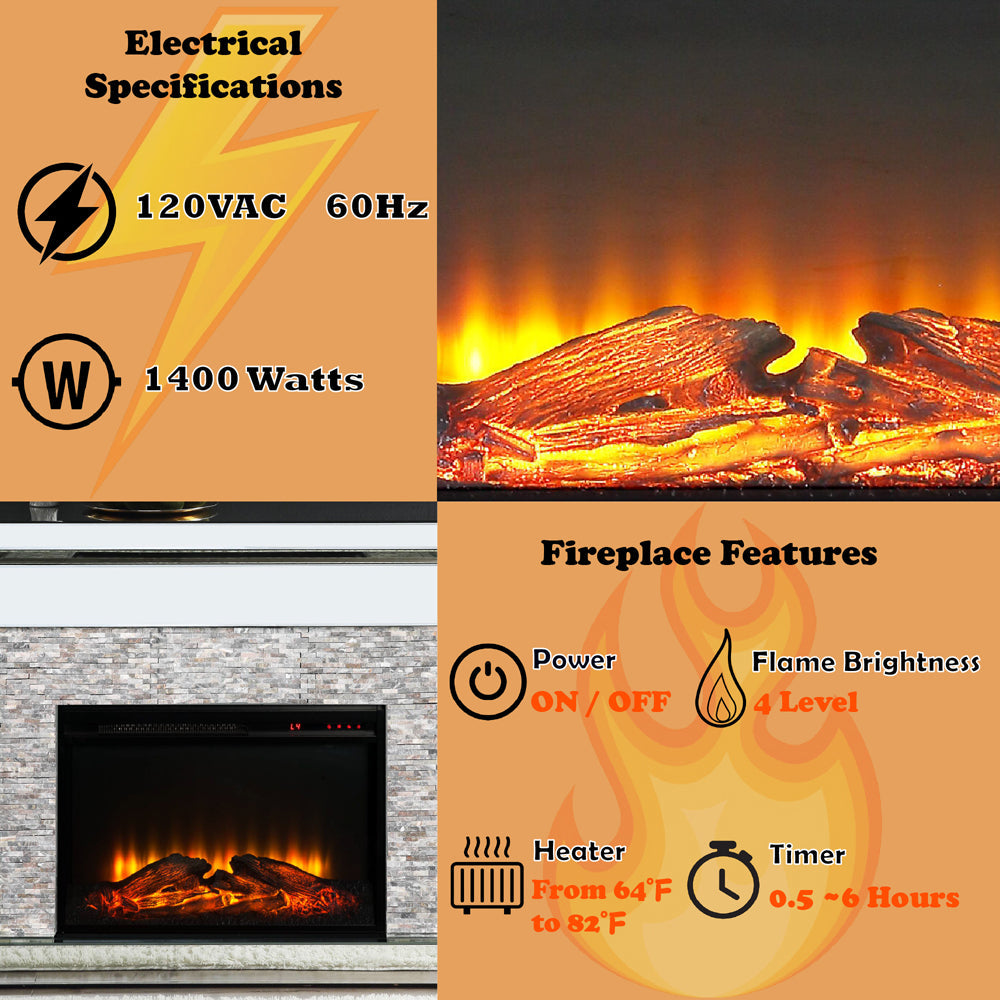 ACME Laksha Mirrored & Stone Fireplace Model 90522
