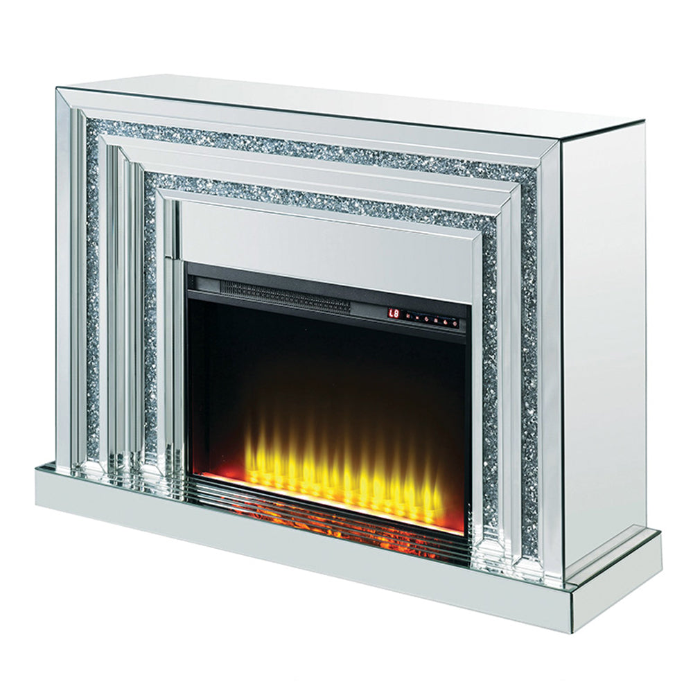 ACME Noralie Mirrored & Faux Diamonds Fireplace Model 90523