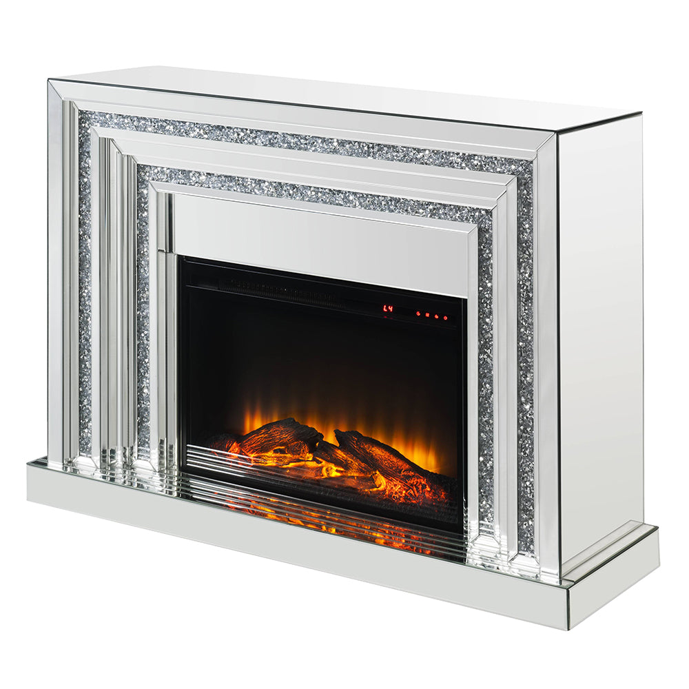 ACME Noralie Mirrored & Faux Diamonds Fireplace Model 90523