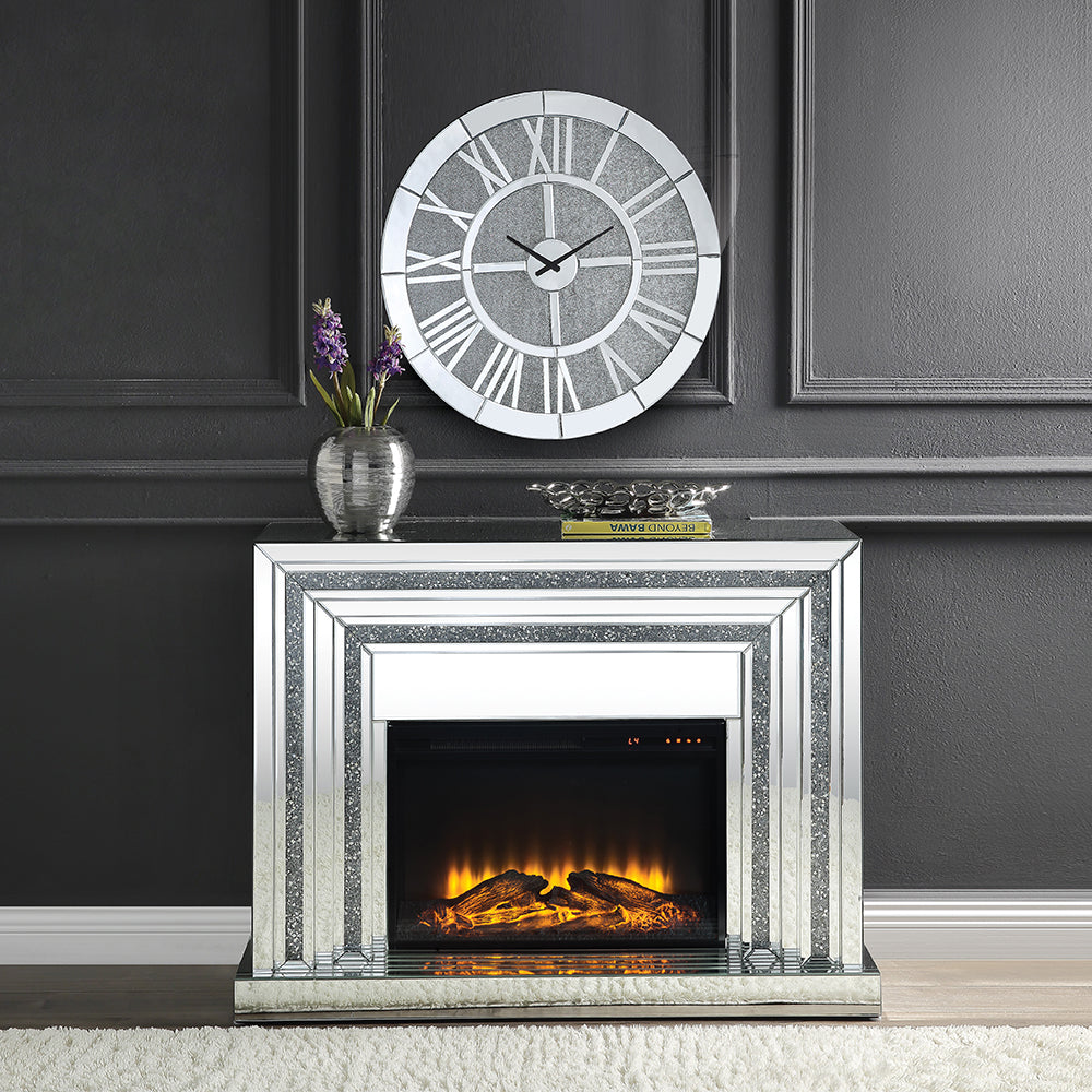 ACME Noralie Mirrored & Faux Diamonds Fireplace Model 90523