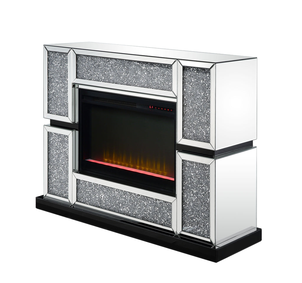 ACME Noralie Mirrored & Faux Diamonds Fireplace Model 90660
