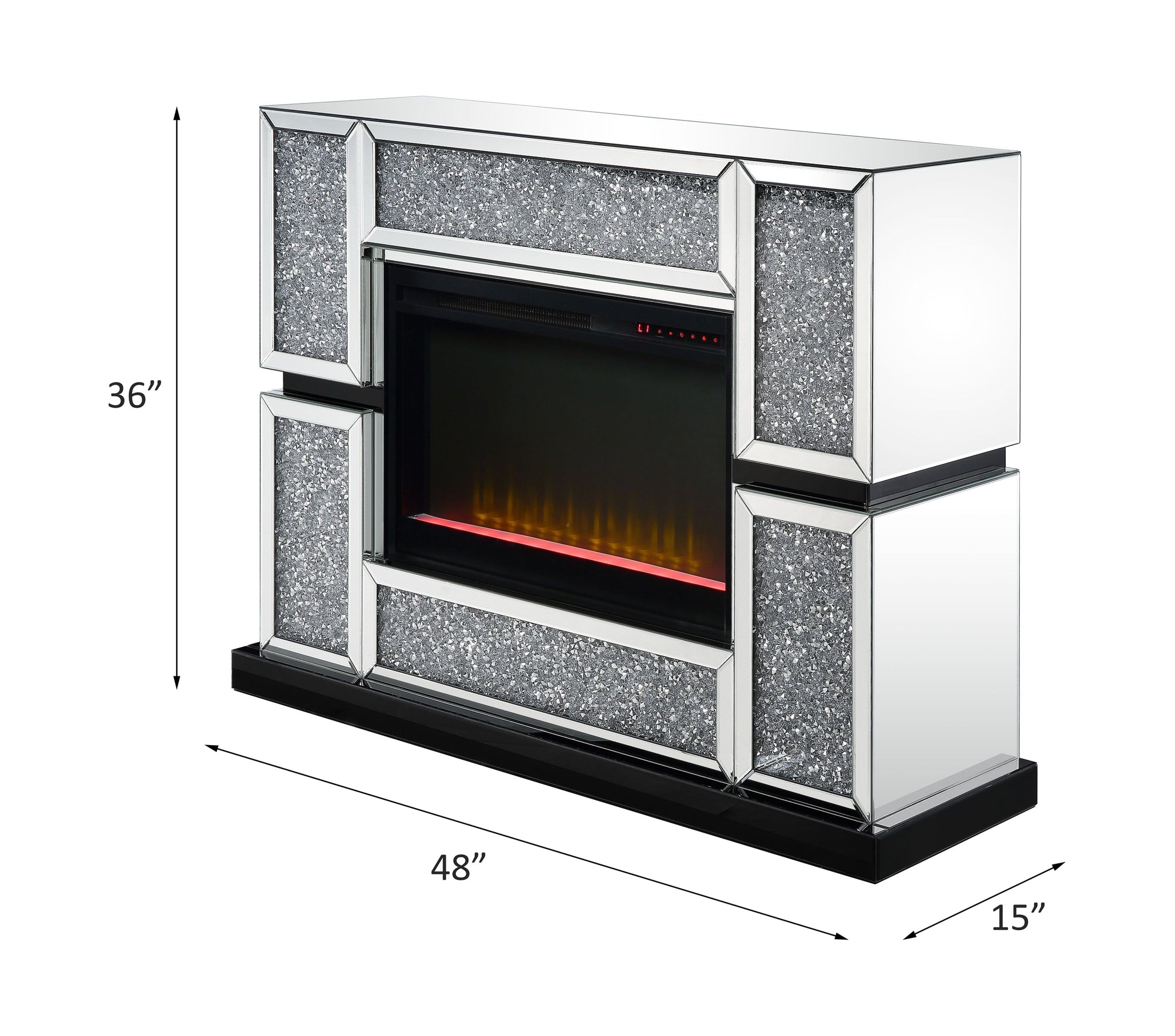 ACME Noralie Mirrored & Faux Diamonds Fireplace Model 90660