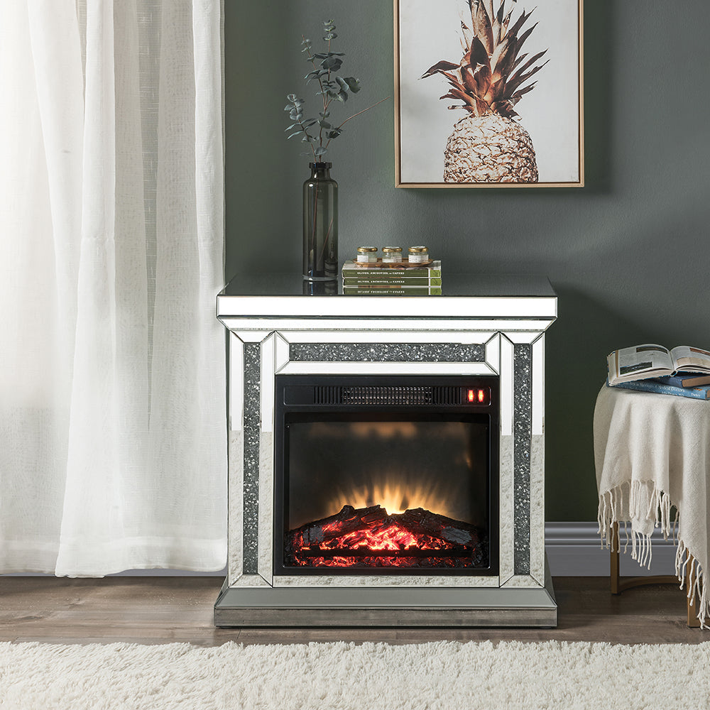 ACME Noralie Mirrored & Faux Diamonds Fireplace Model 90862