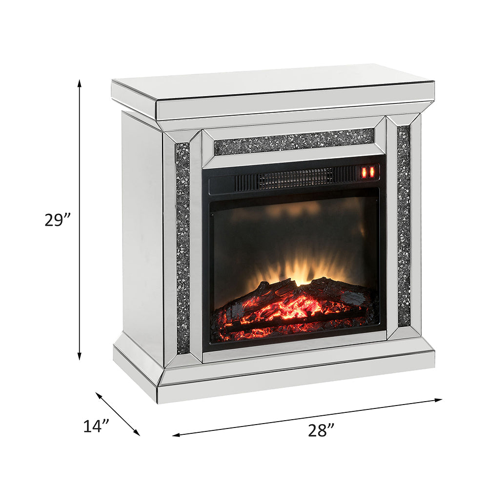 ACME Noralie Mirrored & Faux Diamonds Fireplace Model 90862