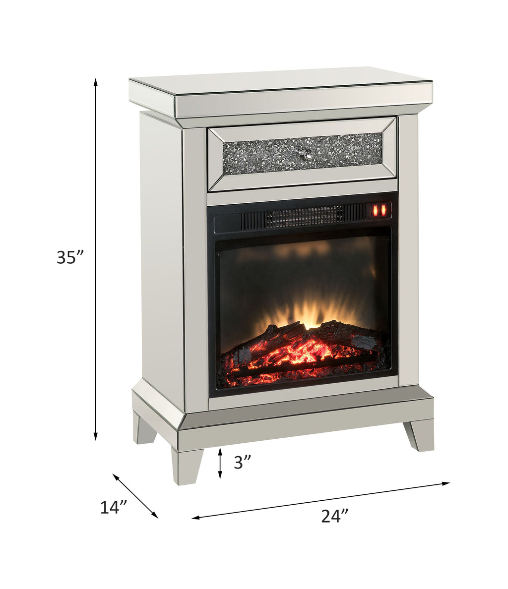 ACME Noralie Mirrored & Faux Diamonds Fireplace Model 90866