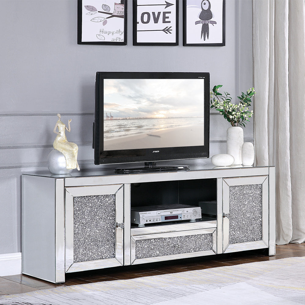 ACME Noralie Mirrored & Faux Diamonds TV Stand Model 91450
