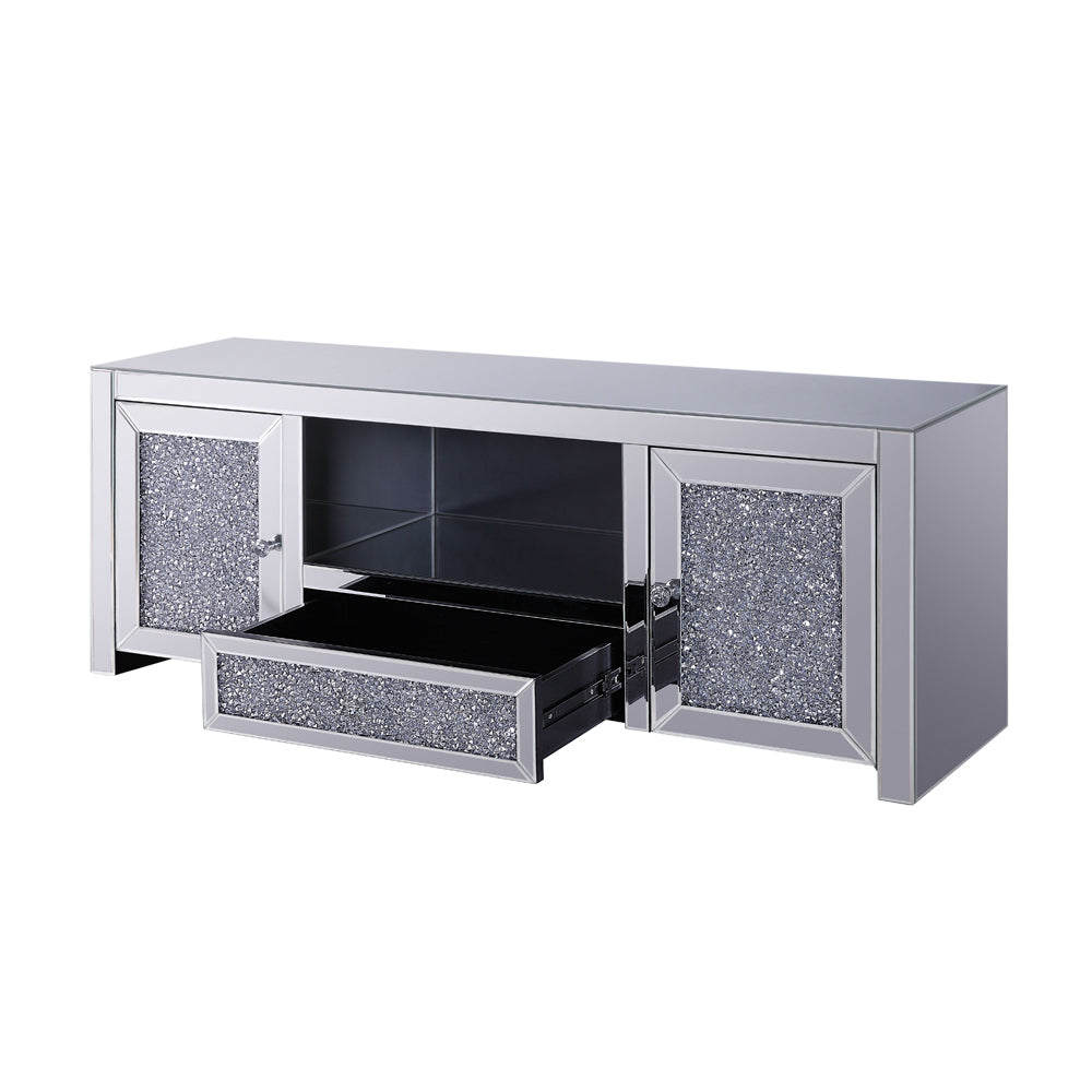 ACME Noralie Mirrored & Faux Diamonds TV Stand Model 91450