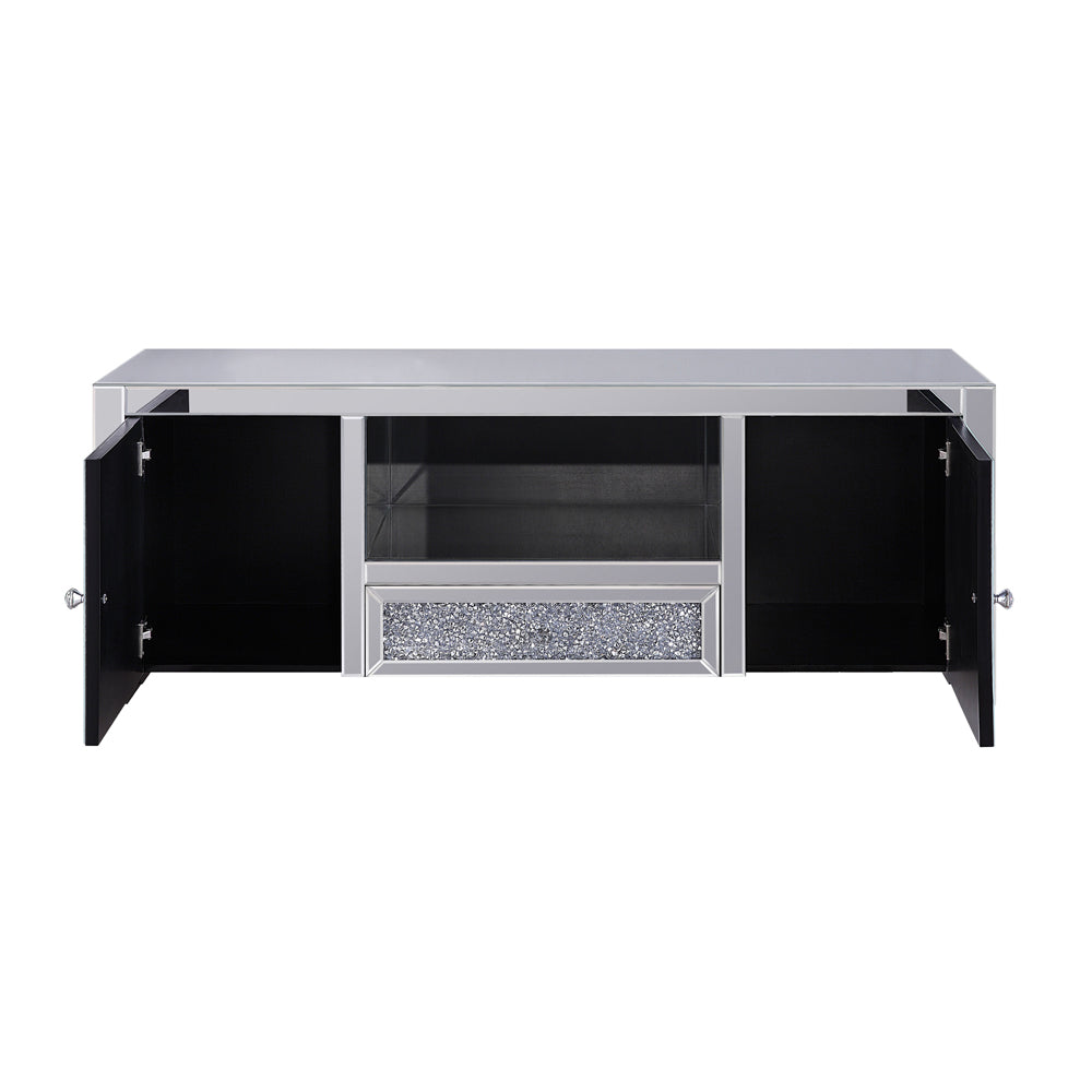 ACME Noralie Mirrored & Faux Diamonds TV Stand Model 91450