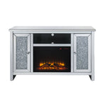 ACME Noralie Mirrored & Faux Diamonds TV Stand with Fireplace Model 91775